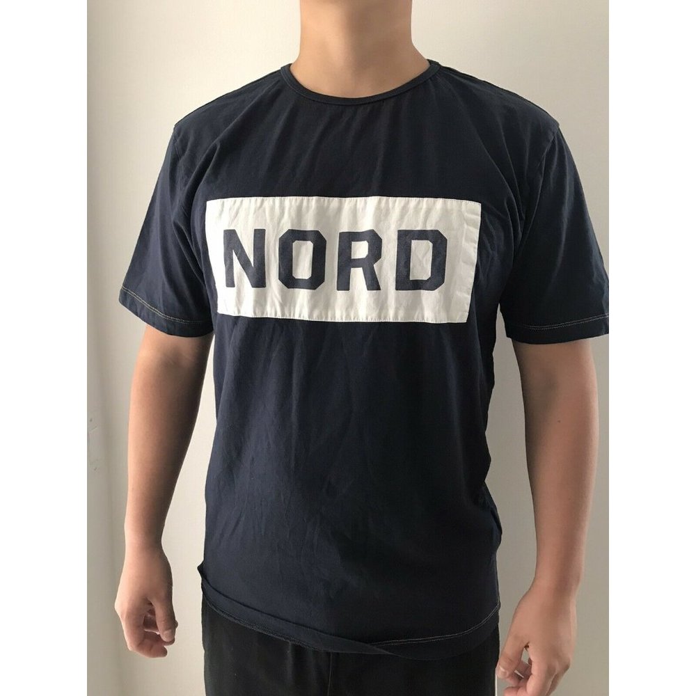 North 56.4 Men's T -Shirt Navy Blue Short Sleeve Round Neck Logo Size M